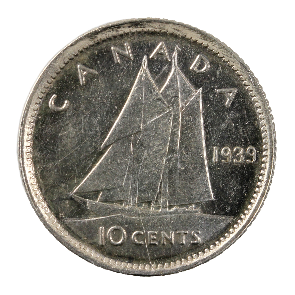 1939 Canada 10-cents AU-UNC Cameo (AU55)