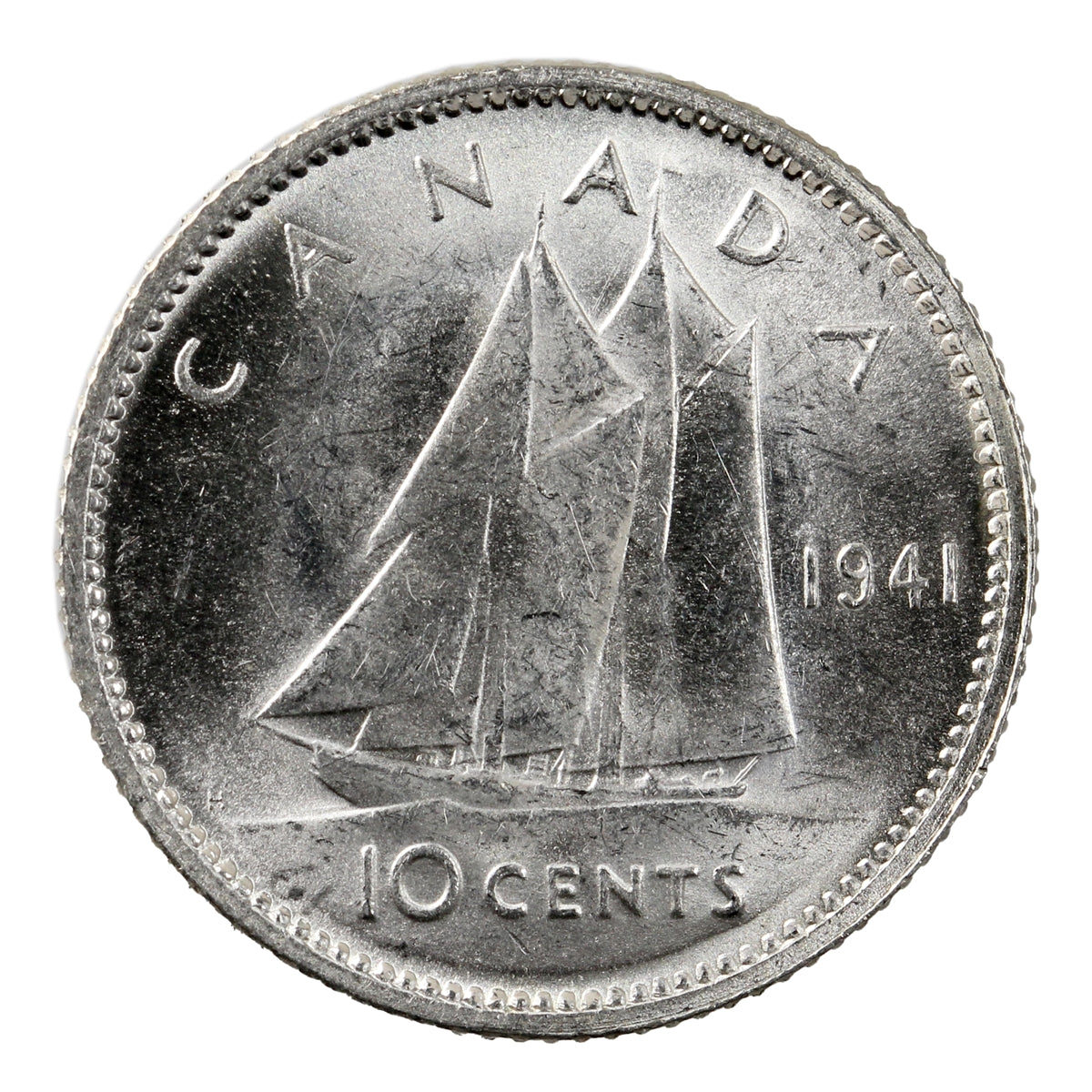 1941 Re-Engraved Canada 10-cents Brilliant Uncirculated (MS63) $