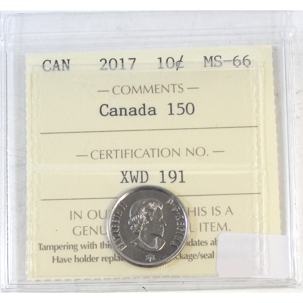 2017 Canada's 150th 10-cents ICCS Certified MS66