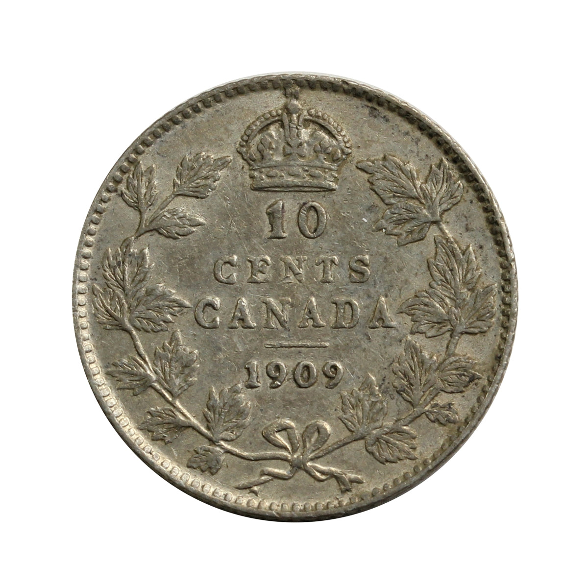 1909 Broad Leaves Canada 10-cents F-VF (F15)