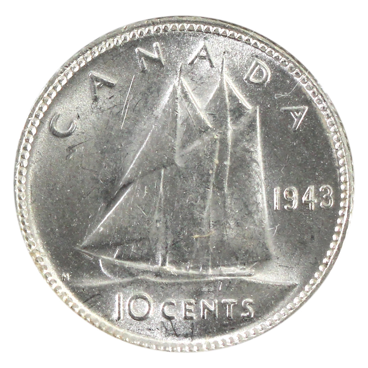 1943 Re-Engraved 10-cents Uncirculated (MS60)