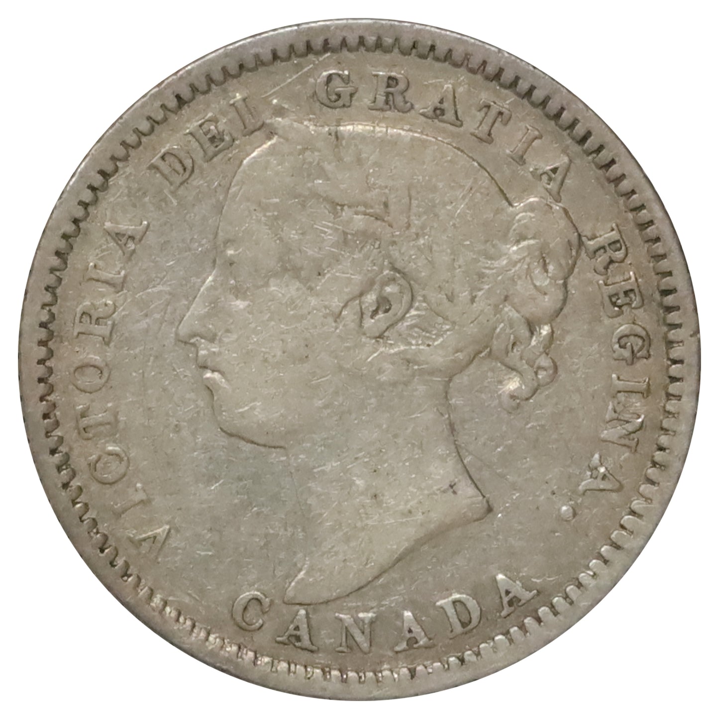 1885 Obv. 5 Canada 10-cents F-VF (F15) $