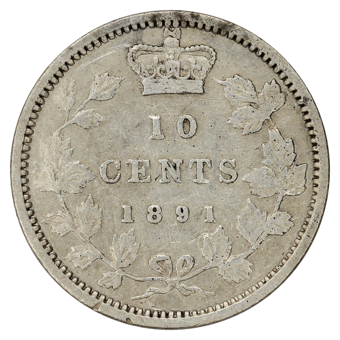 1891 21 Leaves Canada 10-cents Very Fine (VF-20) $