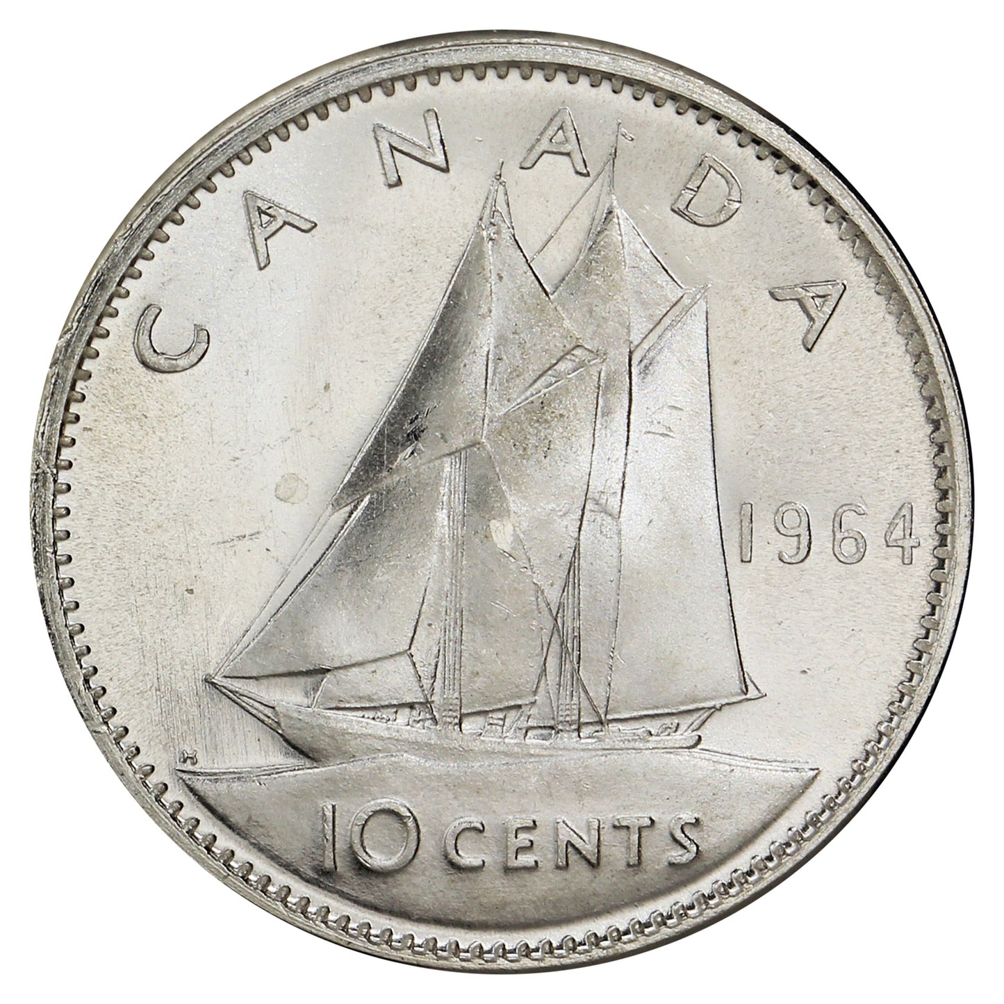 1964 Canada 10-cents Brilliant Uncirculated (MS63)