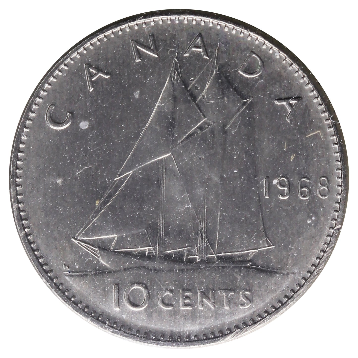 1968 Nickel Canada 10-cents ICCS Certified MS-65