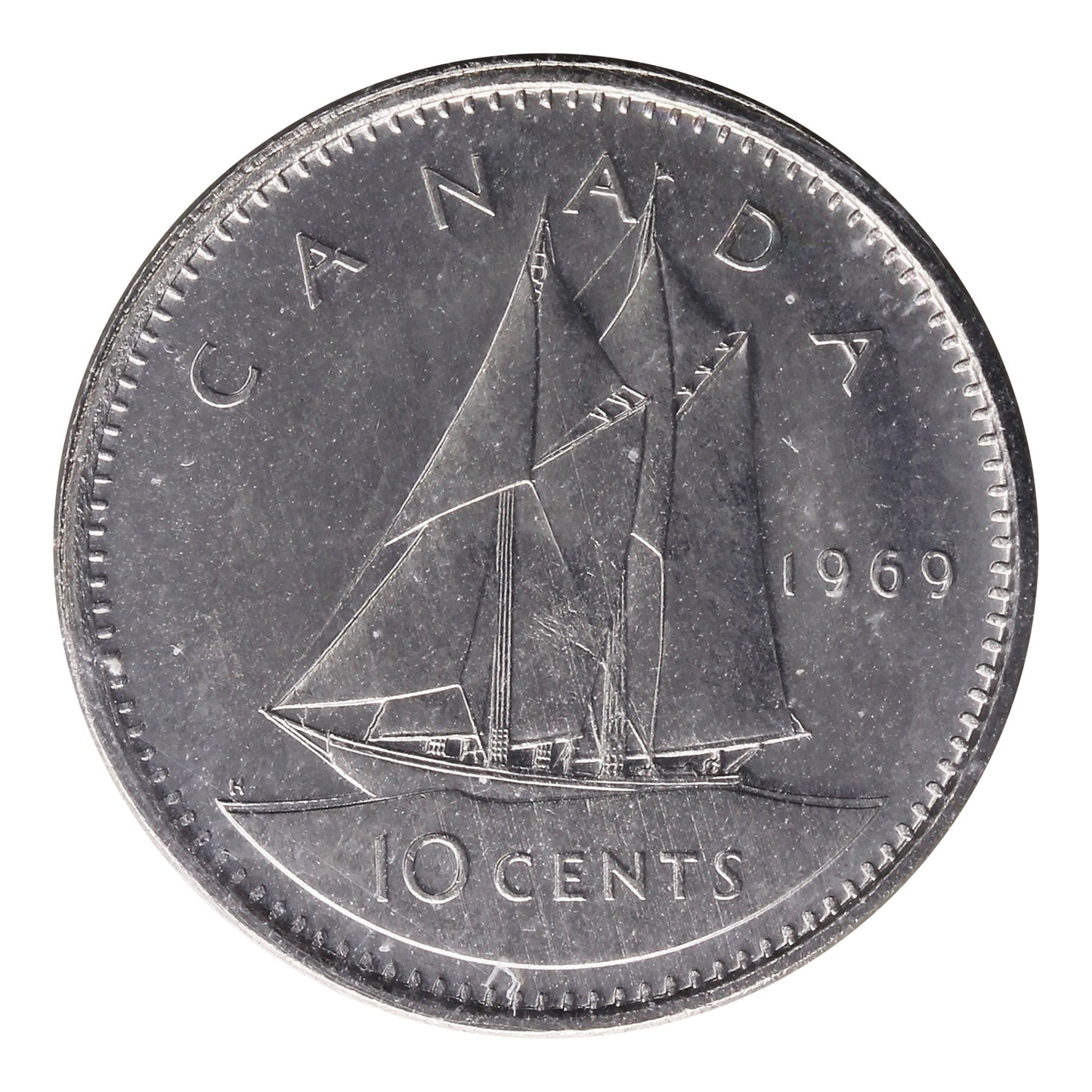 1969 Small Date Canada 10-cents ICCS Certified MS-66
