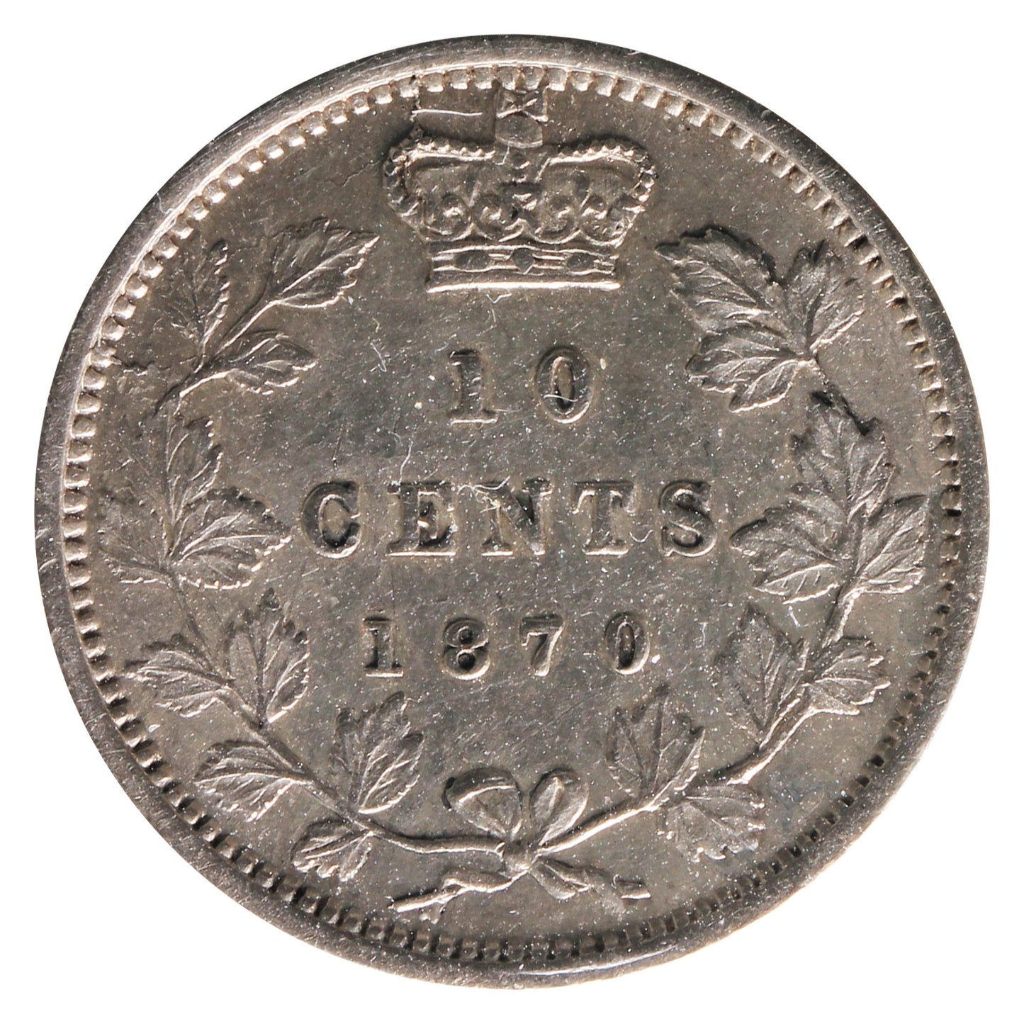 1870 Narrow 0 Canada 10-cents ICCS Certified EF45