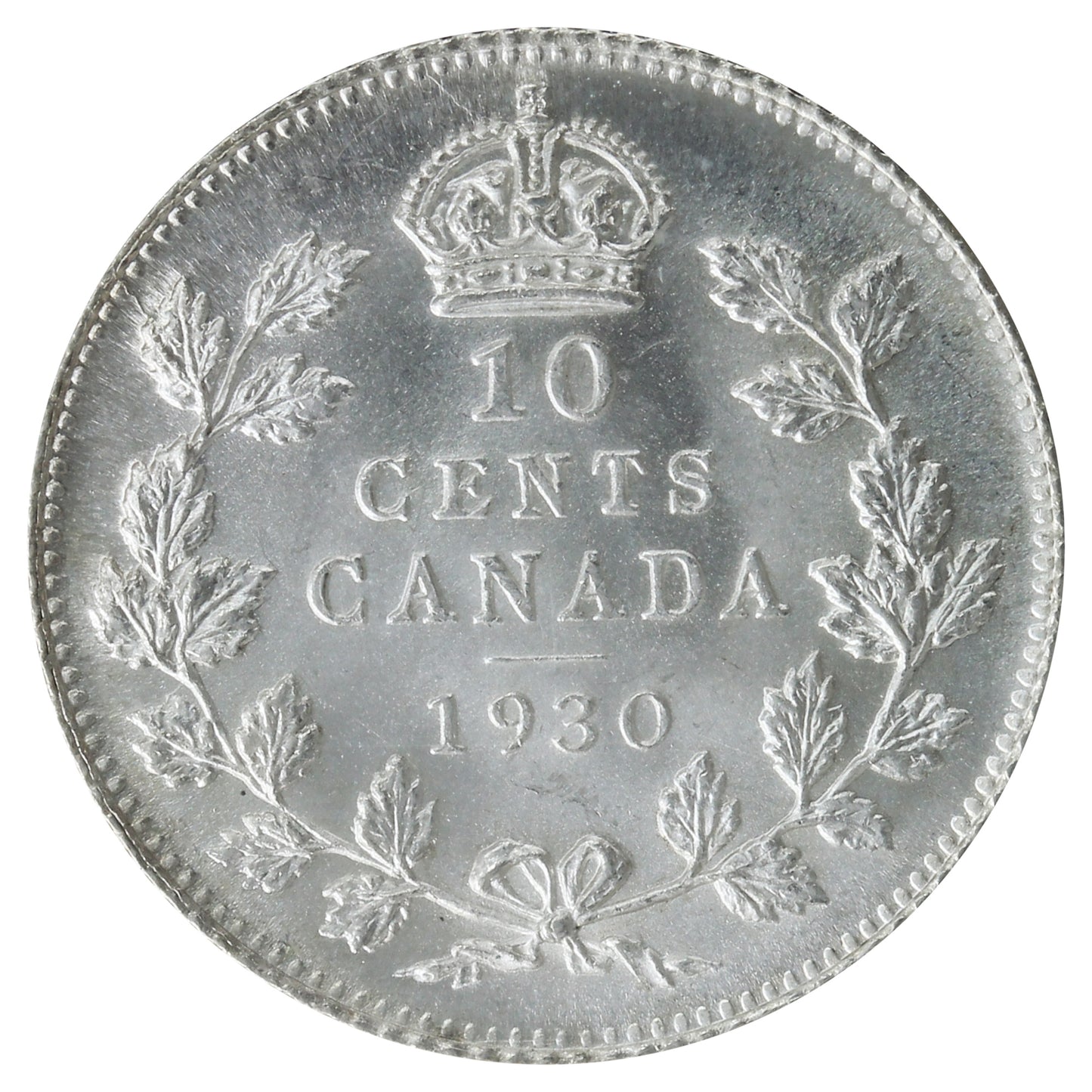 1930 Canada 10-cents ICCS Certified MS64 (XSI 360)