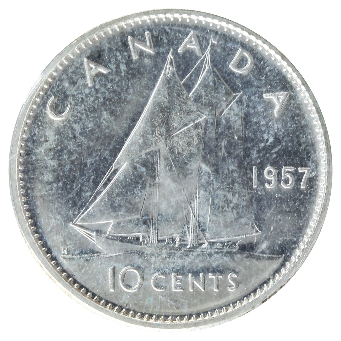 1957 Canada 10-cents ICCS Certified PL-65