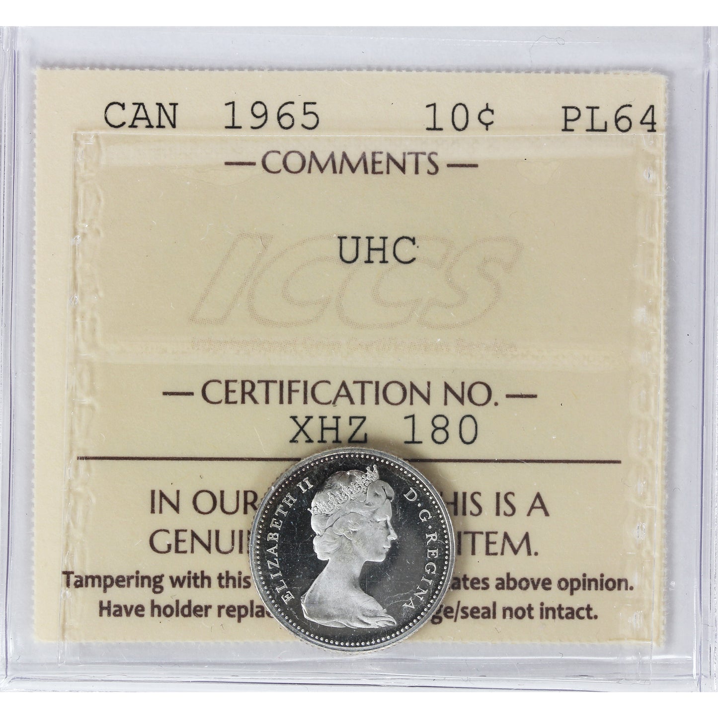 1965 Canada 10-cents ICCS Certified PL64 Ultra Heavy Cameo