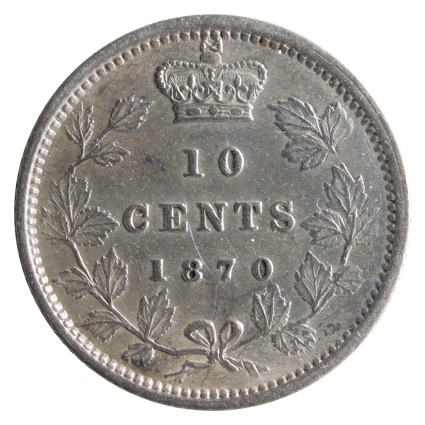 1870 Wide O Canada 10-cents ICCS Certified EF-45