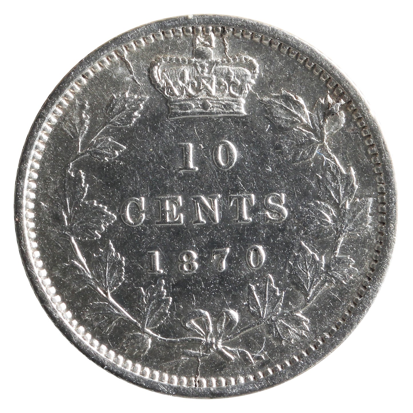 1870 Wide O Canada 10-cents ICCS Certified EF-40