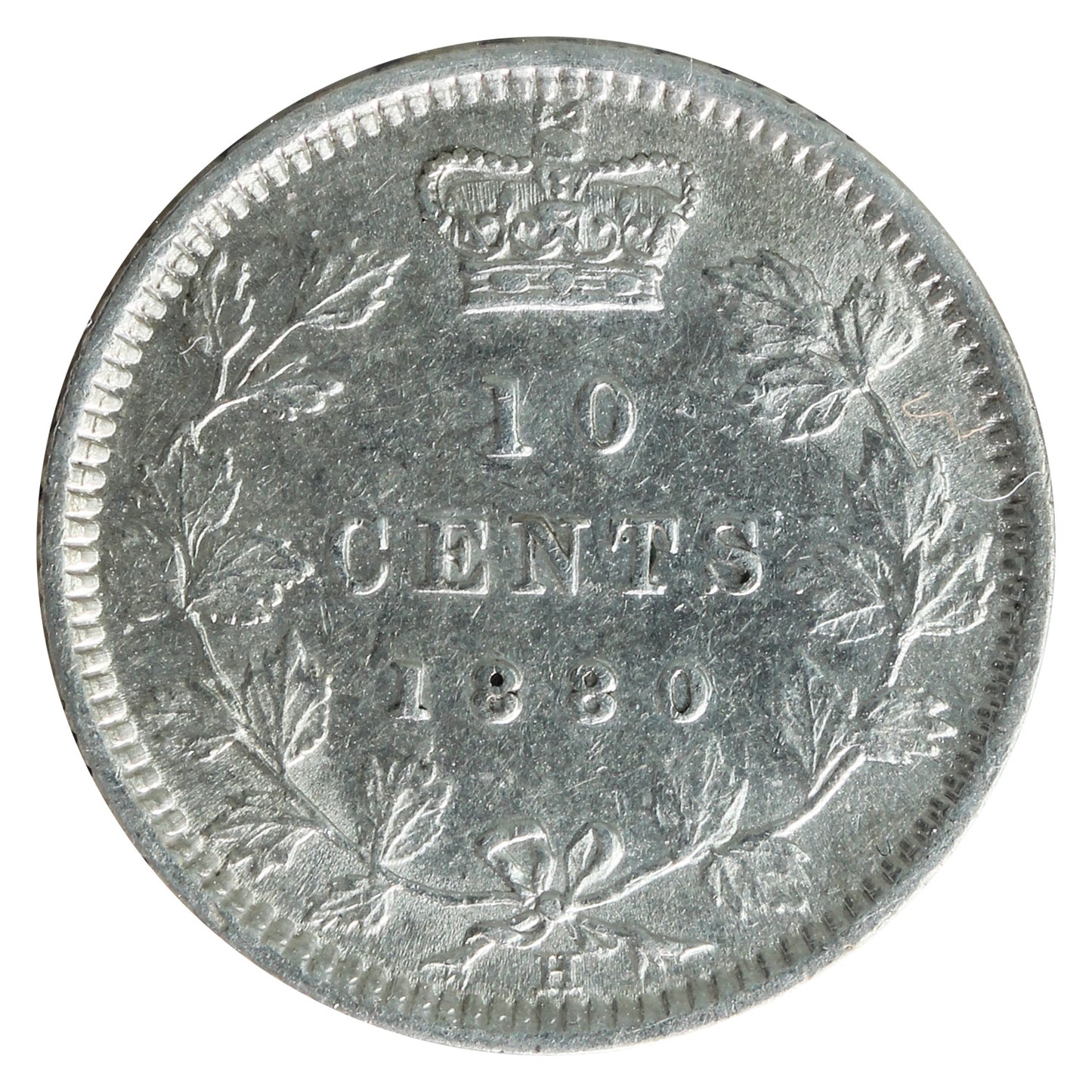 1880H Obv. 1 Canada 10-cents ICCS Certified EF45
