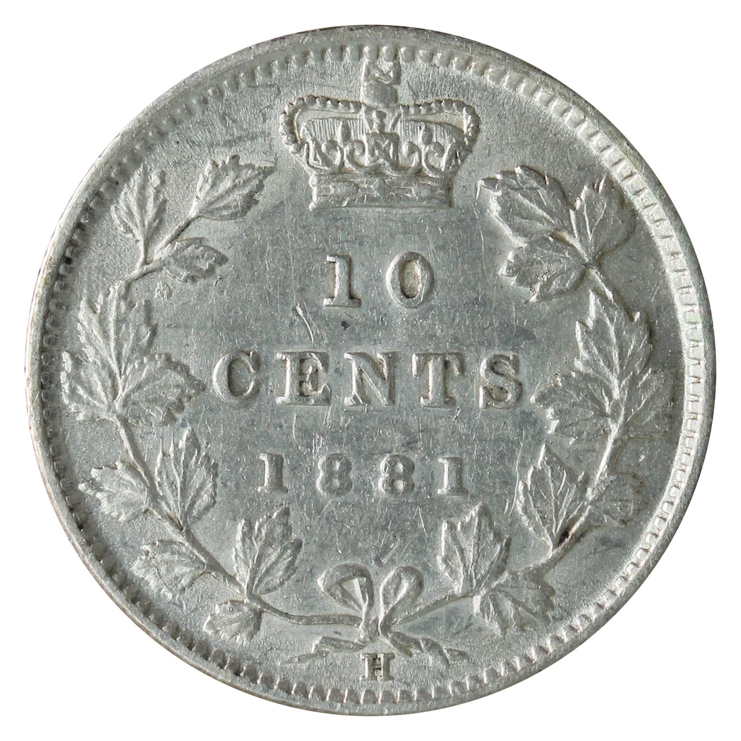 1881H Obv. 2 Canada 10-cents ICCS Certified EF45