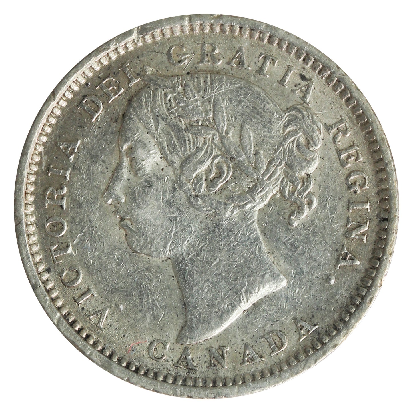 1886 Small 6, Obv. 5 Canada 10-cents ICCS Certified EF45