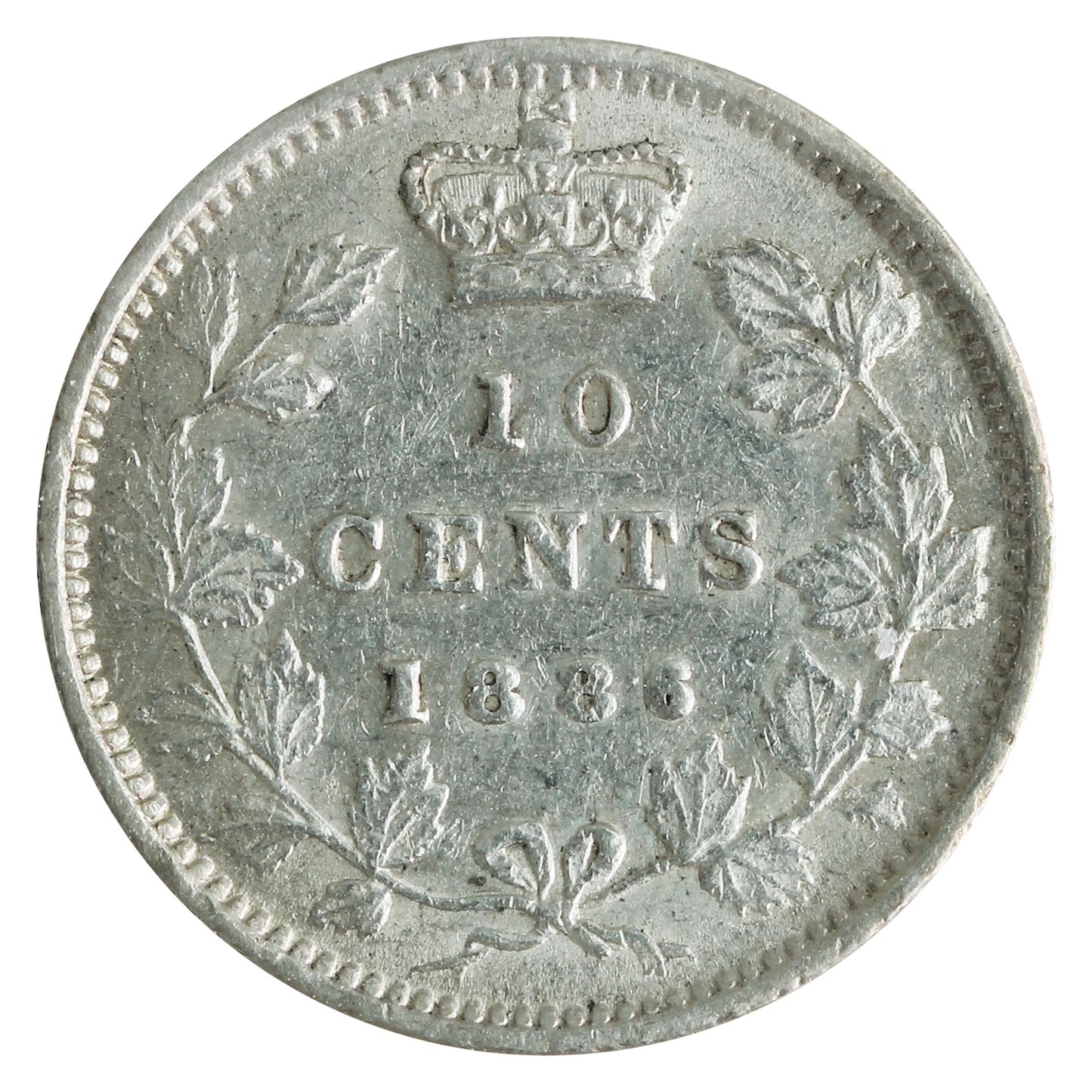 1886 Small 6, Obv. 5 Canada 10-cents ICCS Certified EF45