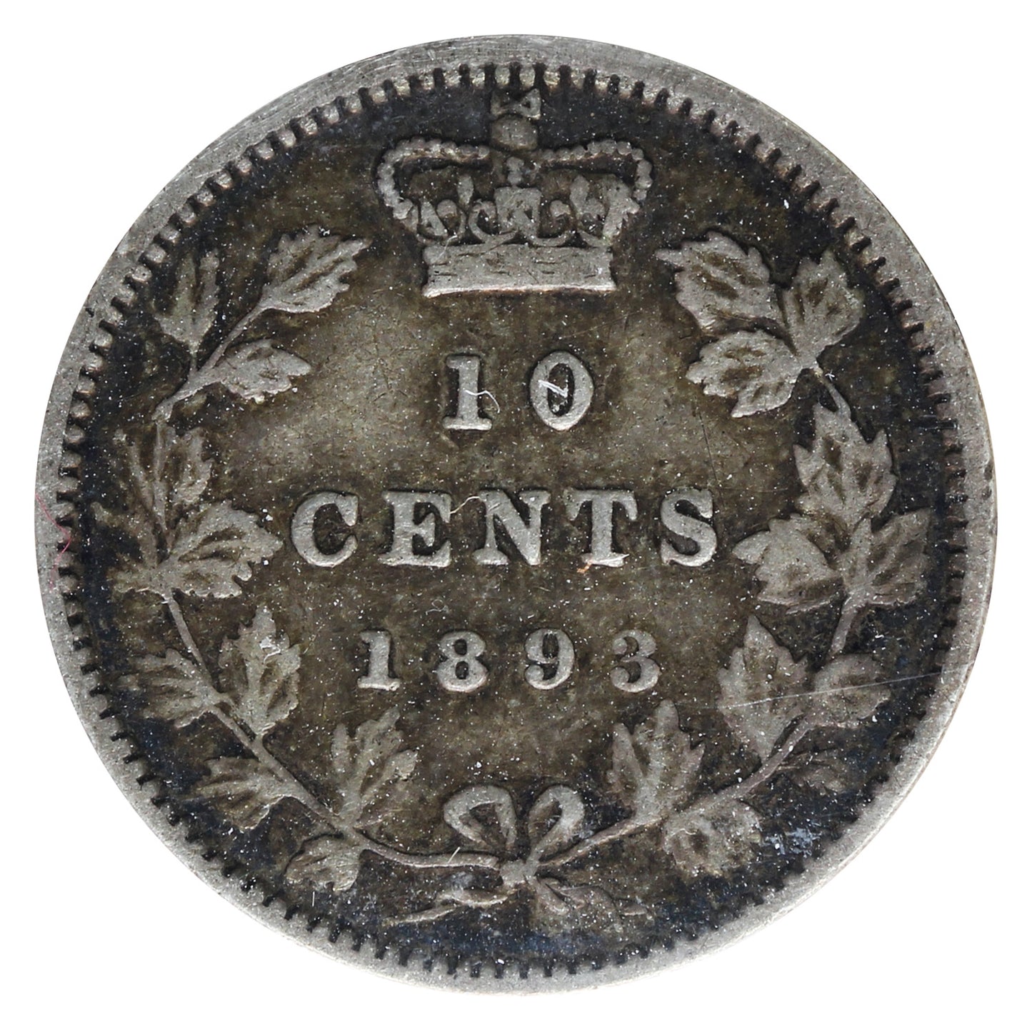 1892 Round Top 3, Obv. 6 Canada 10-cents ICCS Certified VF20