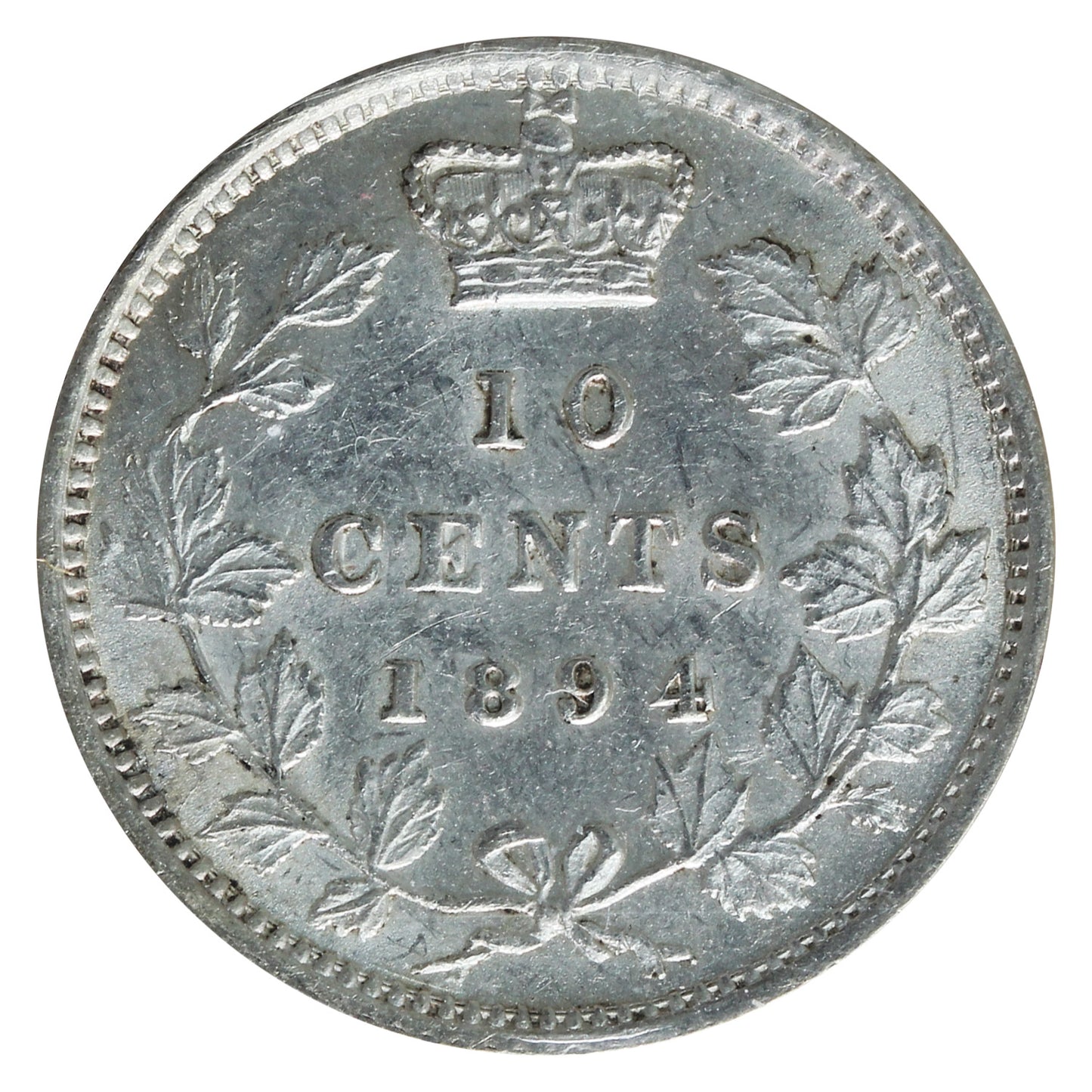 1894 Obv. 6 Canada 10-cents ICCS Certified AU55