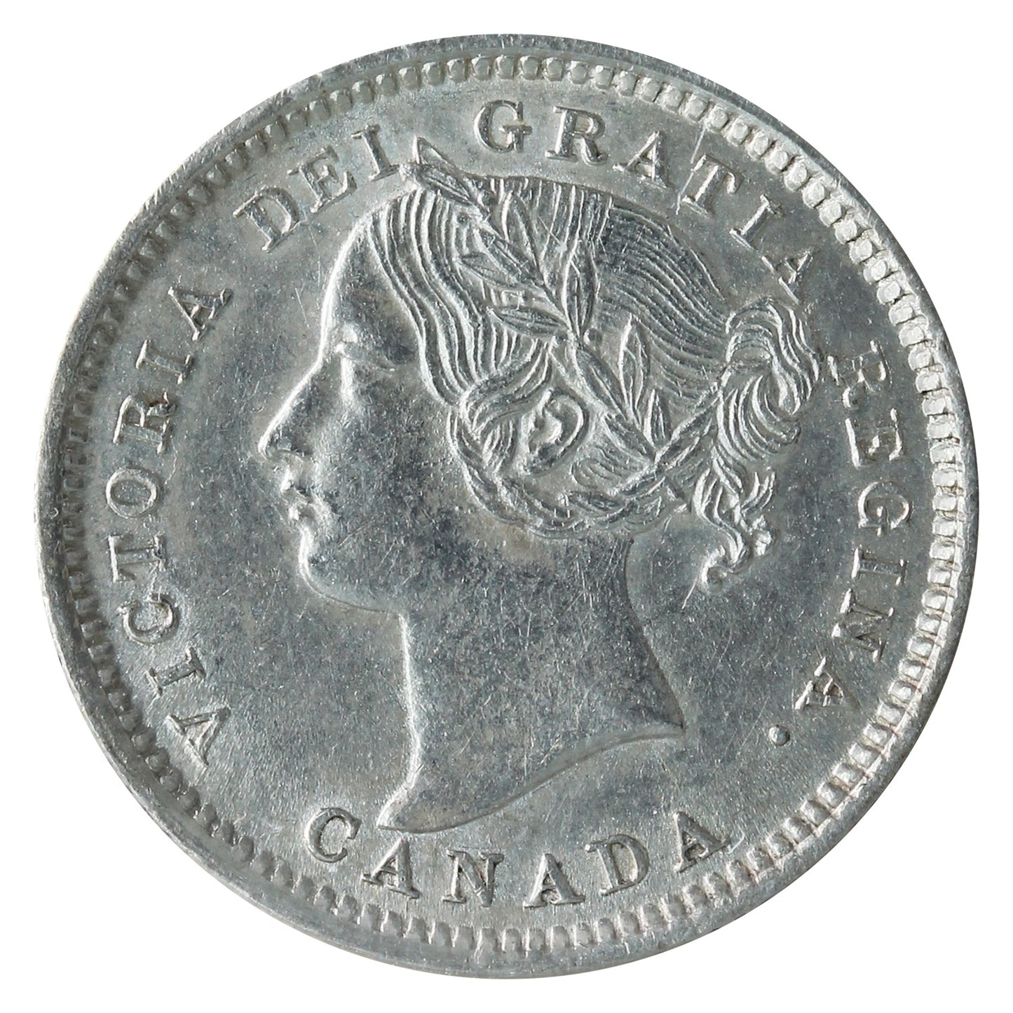 1896 Obv. 6 Canada 10-cents ICCS Certified AU50