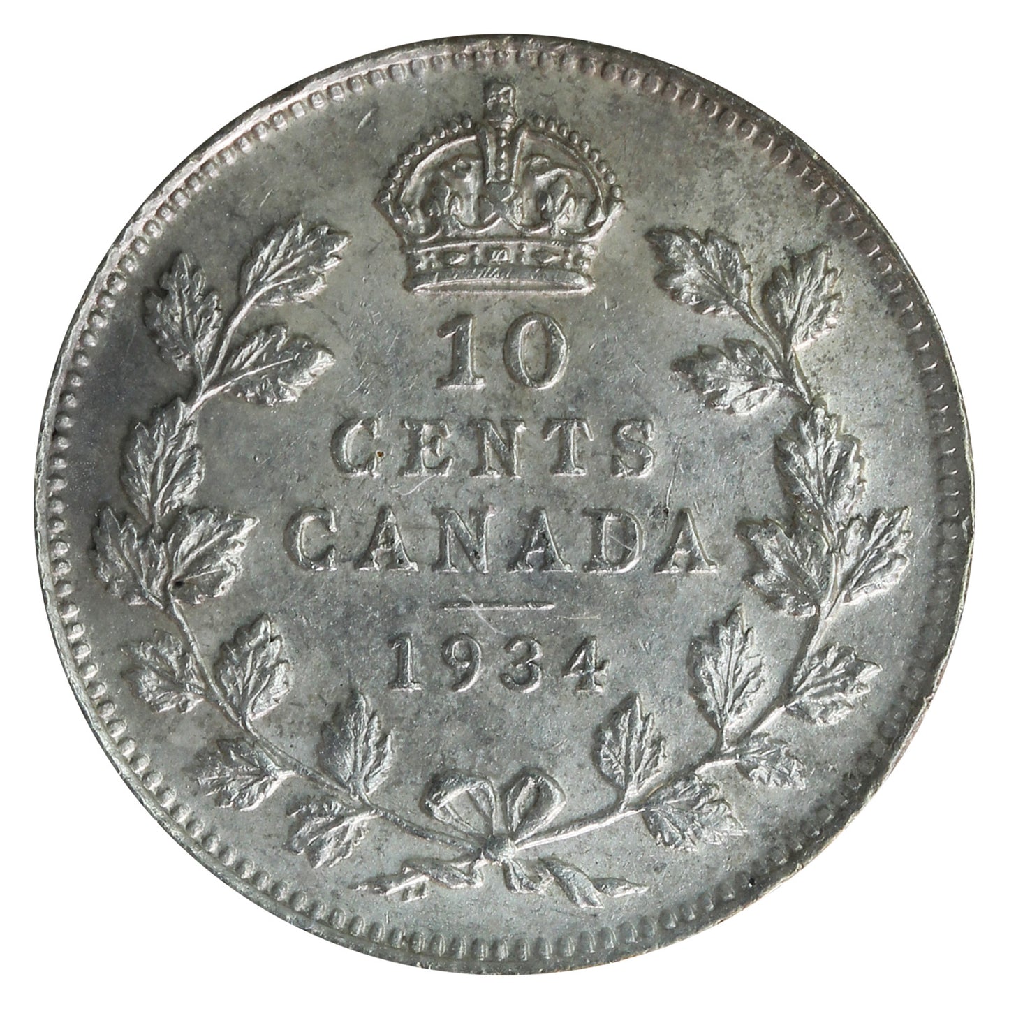 1934 Canada 10-cents ICCS Certified AU55