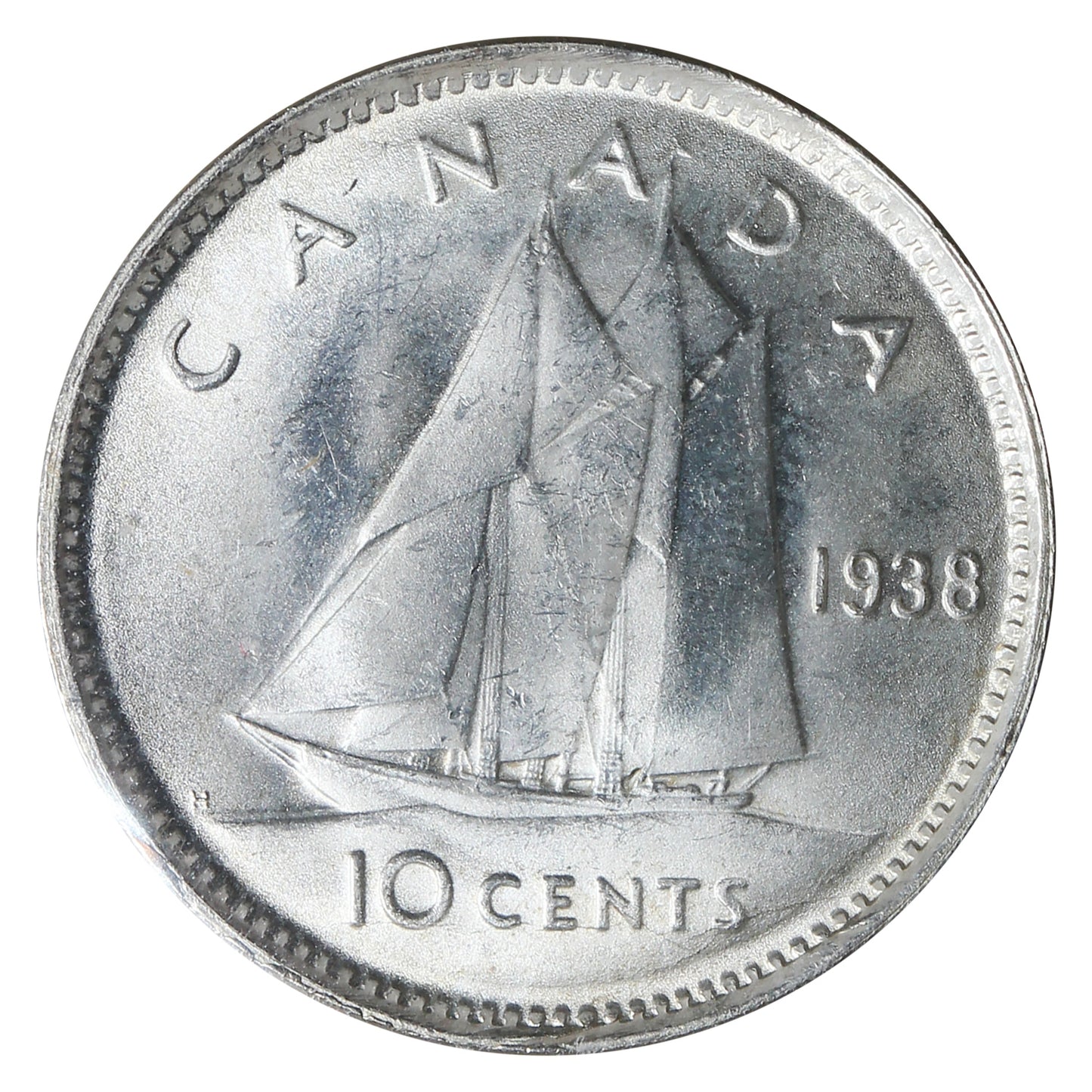 1938 Canada 10-cents ICCS Certified MS65 (XHT 161)