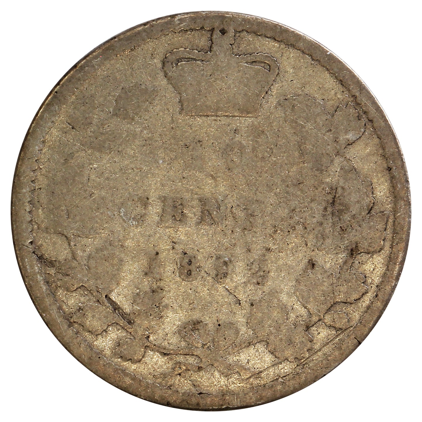1892 Large 9 Obv. 6 Canada 10-cents About Good (AG-3) $