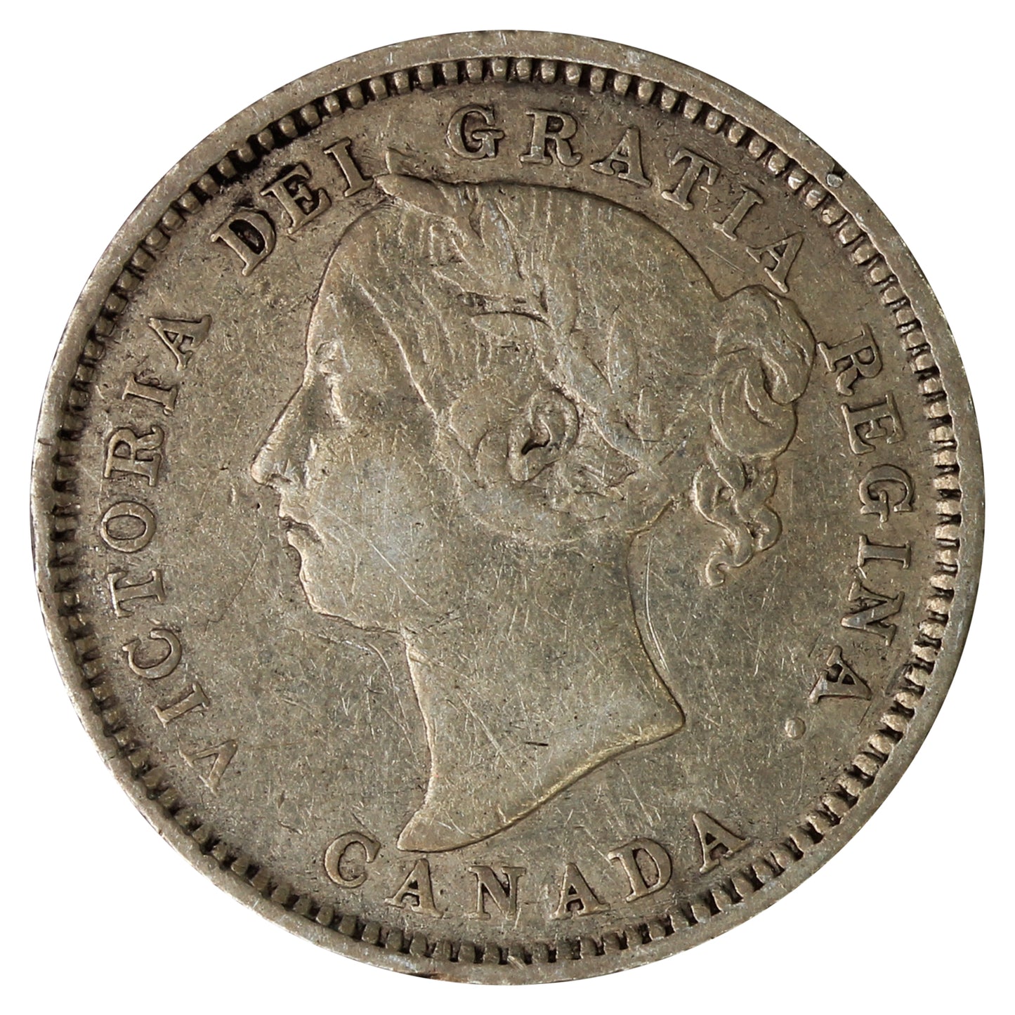 1886 Large Pointed 6, Obv. 5 Canada 10-cents F-VF (F15) $