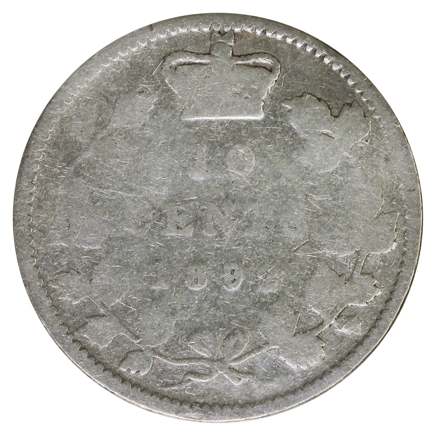 1892 Large 9, Obv. 6 Canada 10-cents ICCS Certified G4