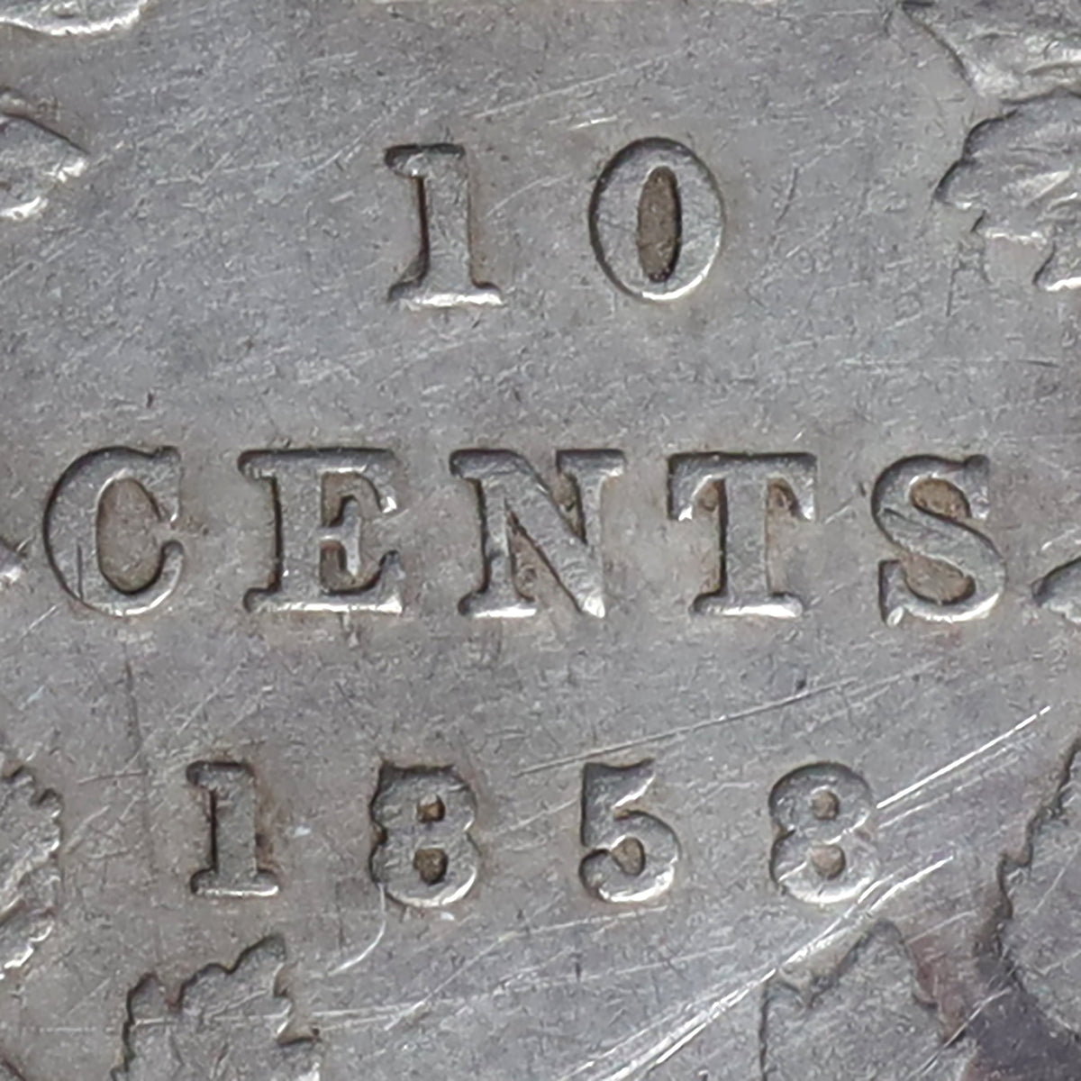 1858 First 8/5 Canada 10-cents ICCS Certified F-12