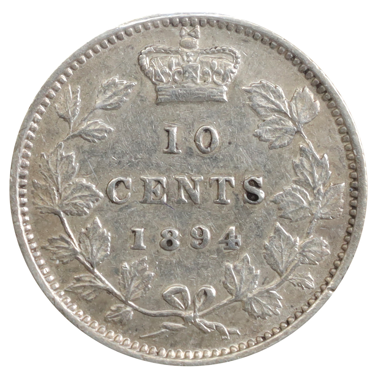 1894 Obv. 5 Canada 10-cents ICCS Certified VF30