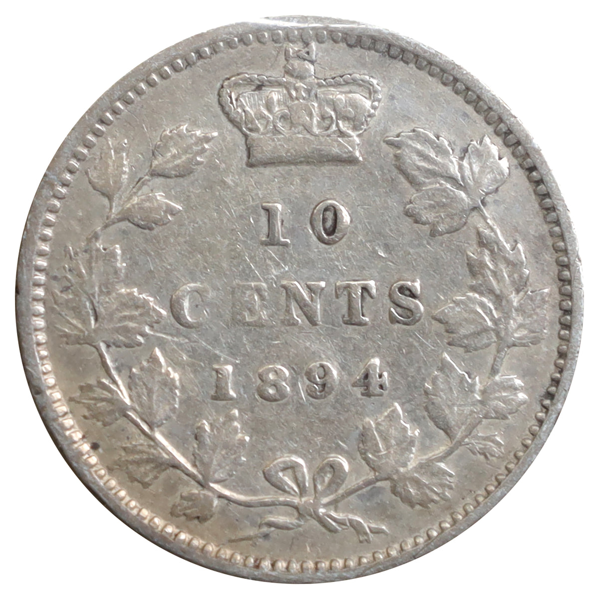 1894 Obv. 5 Canada 10-cents ICCS Certified F12