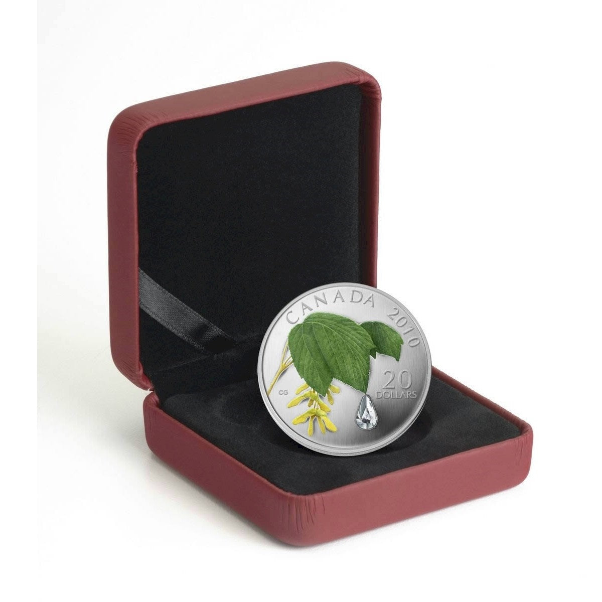 2010 Canada $20 Maple Leaf Crystal Raindrop Fine Silver