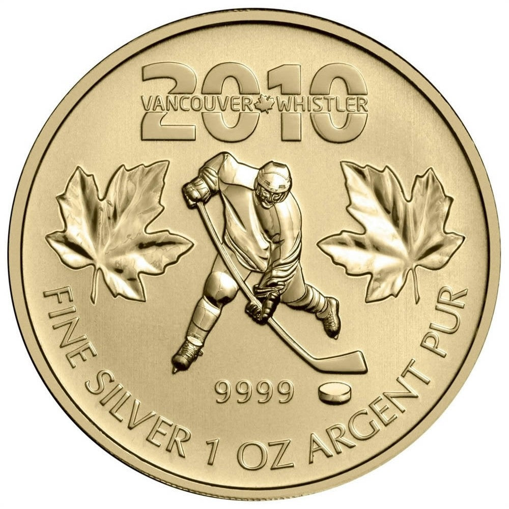 2010 Canada $5 Olympic Hockey Gold Plated Silver (TAX Exempt)