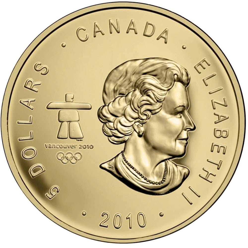 2010 Canada $5 Olympic Hockey Gold Plated Silver (TAX Exempt)