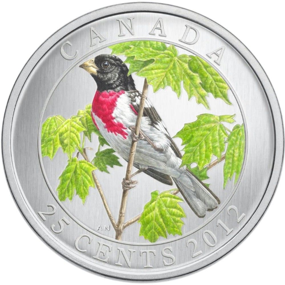 2012 25-cent Birds of Canada - Rose-Breasted Grosbeak