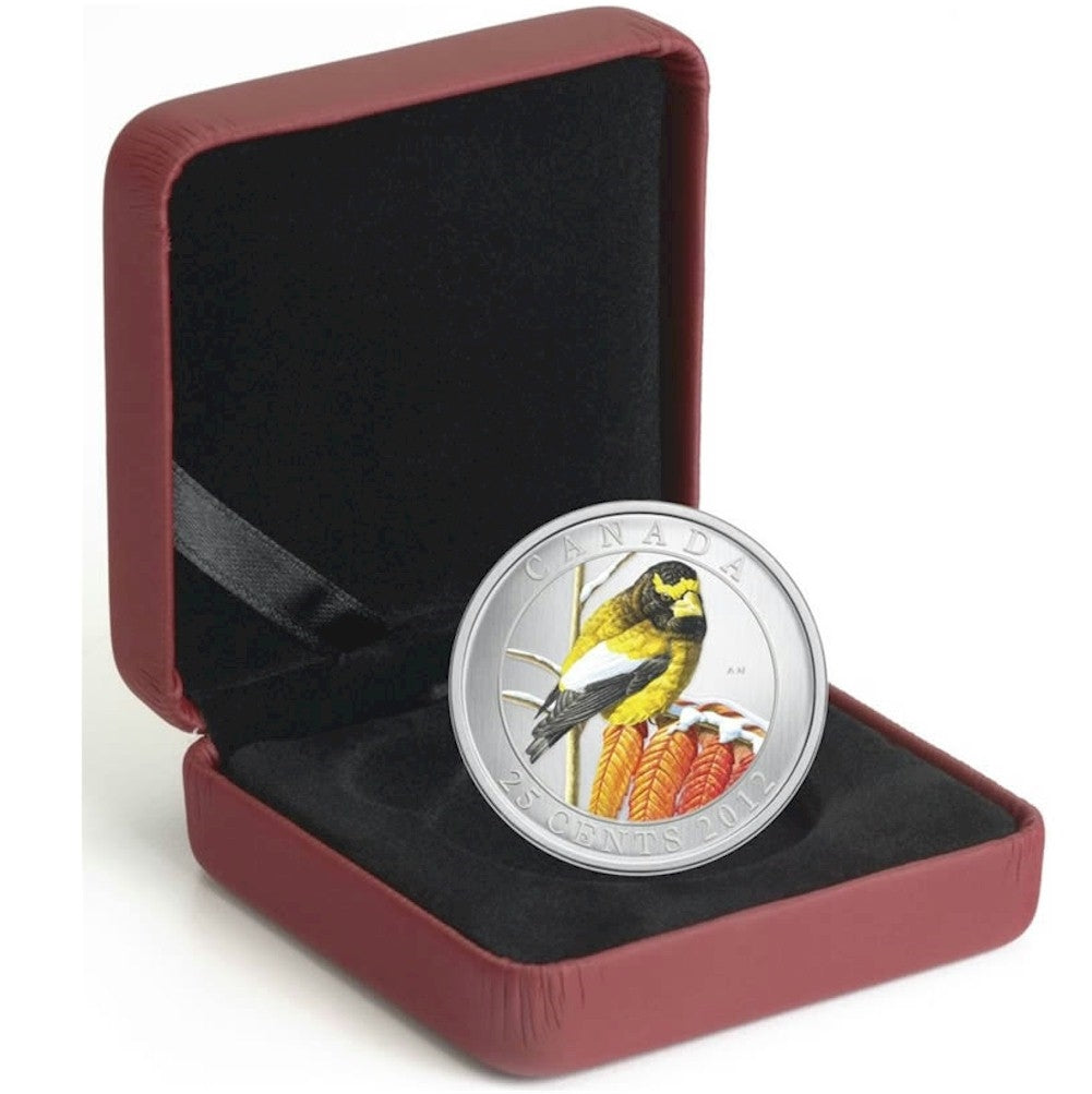 2012 25-cent Birds of Canada - Evening Grosbeak