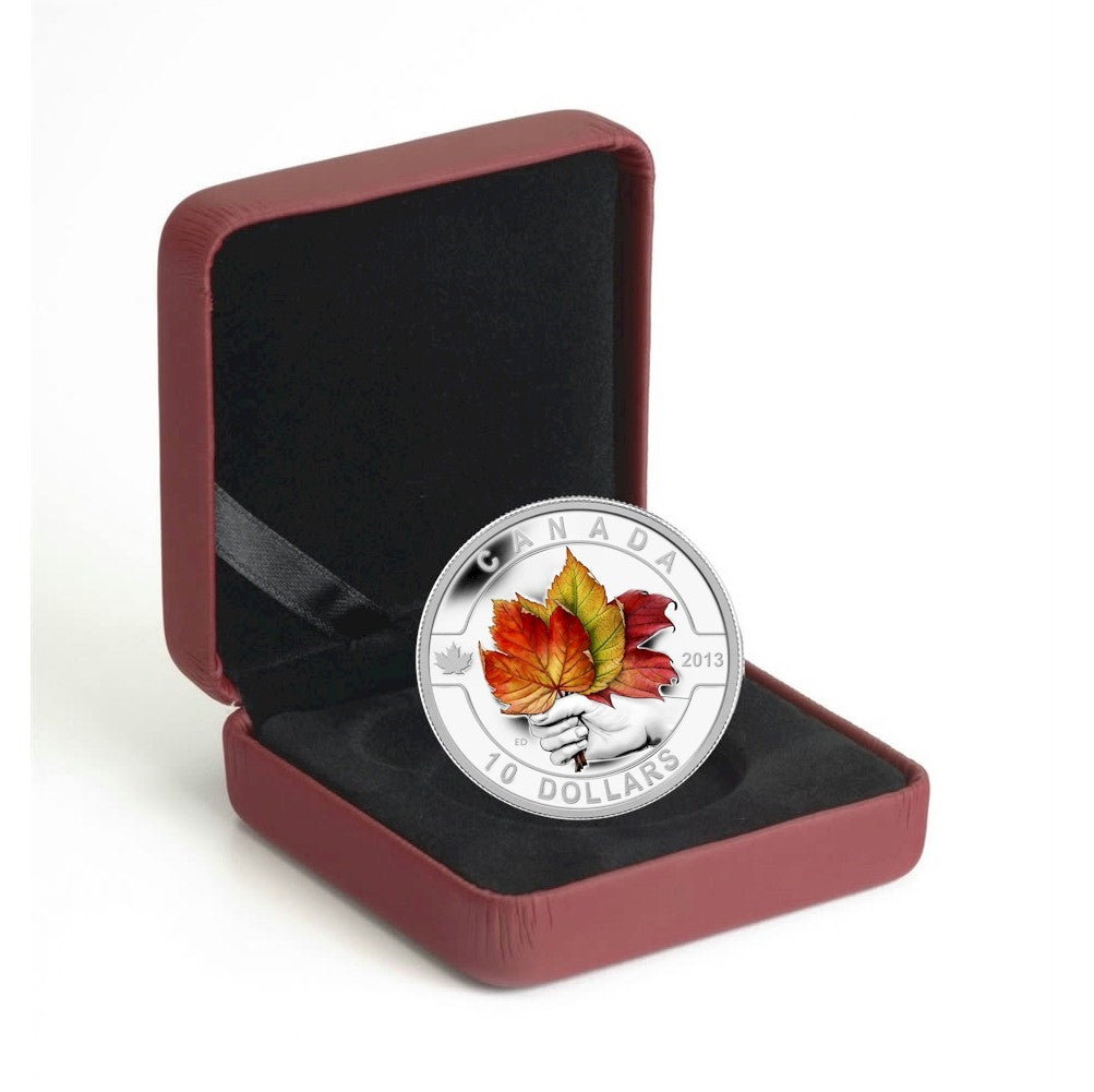 2013 $10 O Canada - Maple Leaf Coloured Fine Silver Coin (TAX Exempt)