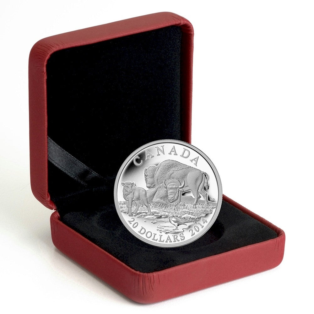 2014 Canada $20 The Bison: A Family at Rest (#4) Fine Silver (No Tax)