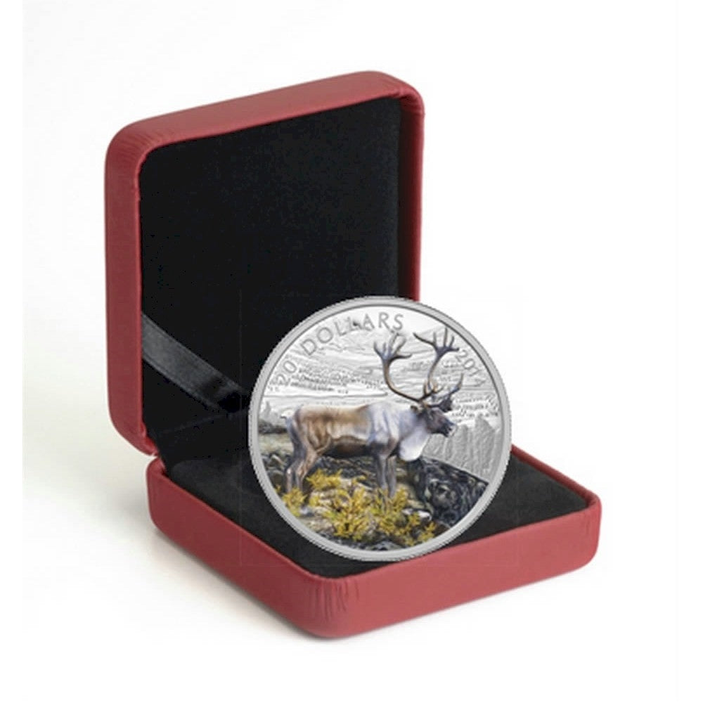2014 Canada $20 The Caribou Fine Silver Colourized (TAX Exempt)