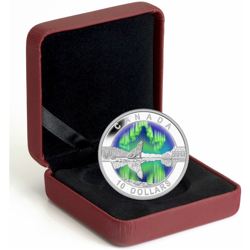 2014 $10 O Canada - The Northern Lights Coloured Fine Silver (No Tax)