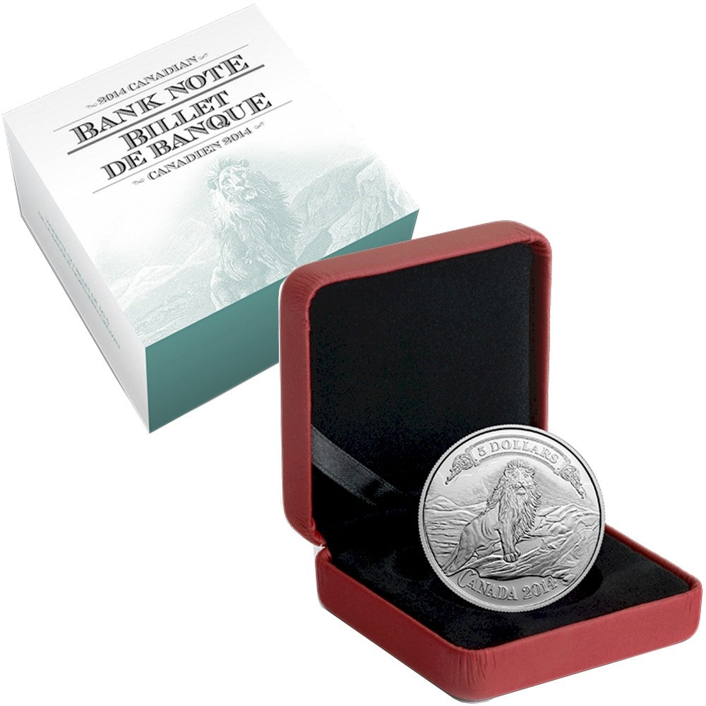2014 Canada $5 Bank Notes: Lion on the Mountain Fine Silver (No Tax)