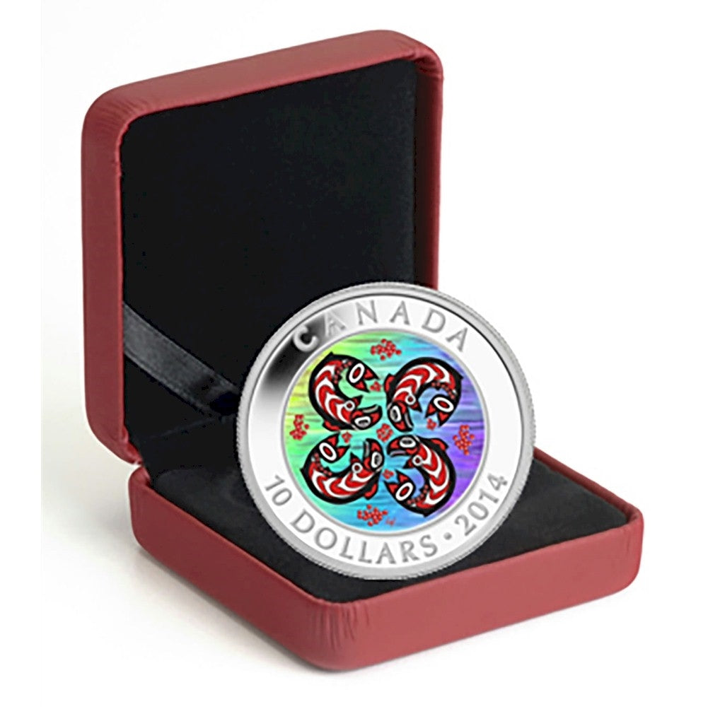 2014 Canada $10 First Nations Art - Salmon Fine Silver (No Tax)