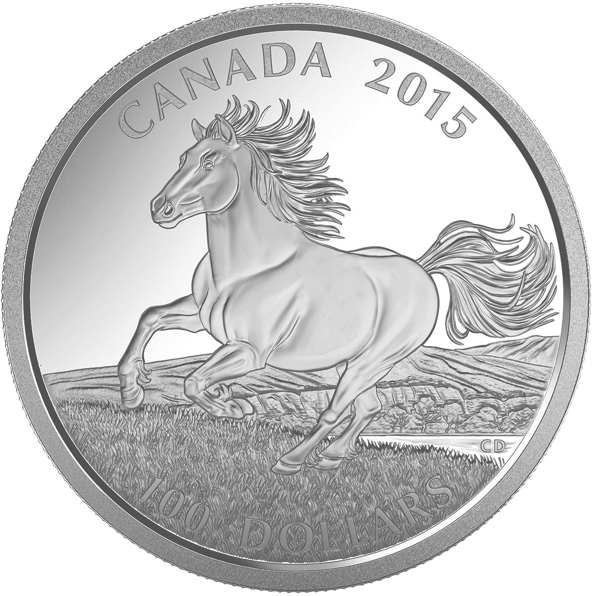 2015 $100 Canadian Horse ($100 for $100) Fine Silver (TAX Exempt
