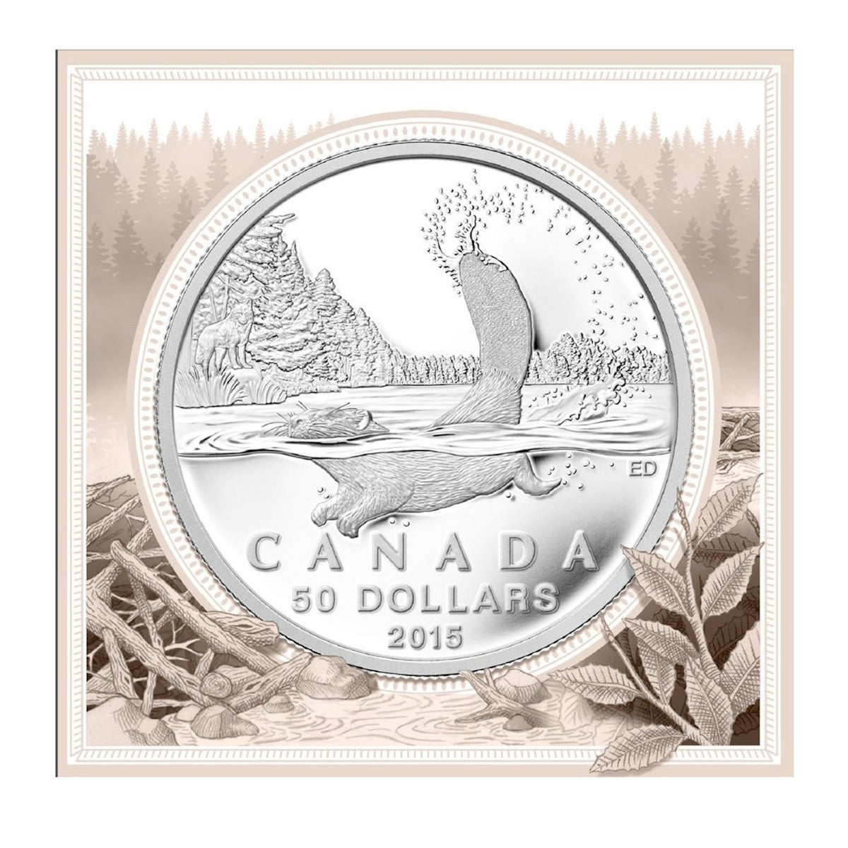 2015 Canada $50 Beaver ($50 for $50 #3) Fine Silver (TAX Exempt)