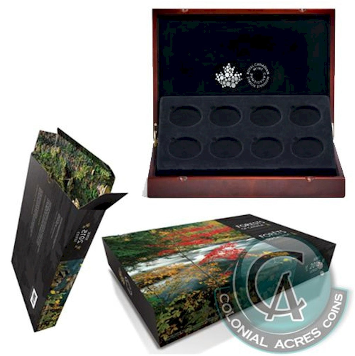 2015 Canada $20 Forests of Canada 4-Coin Set & Deluxe Box (No Tax) Worn Sleeve