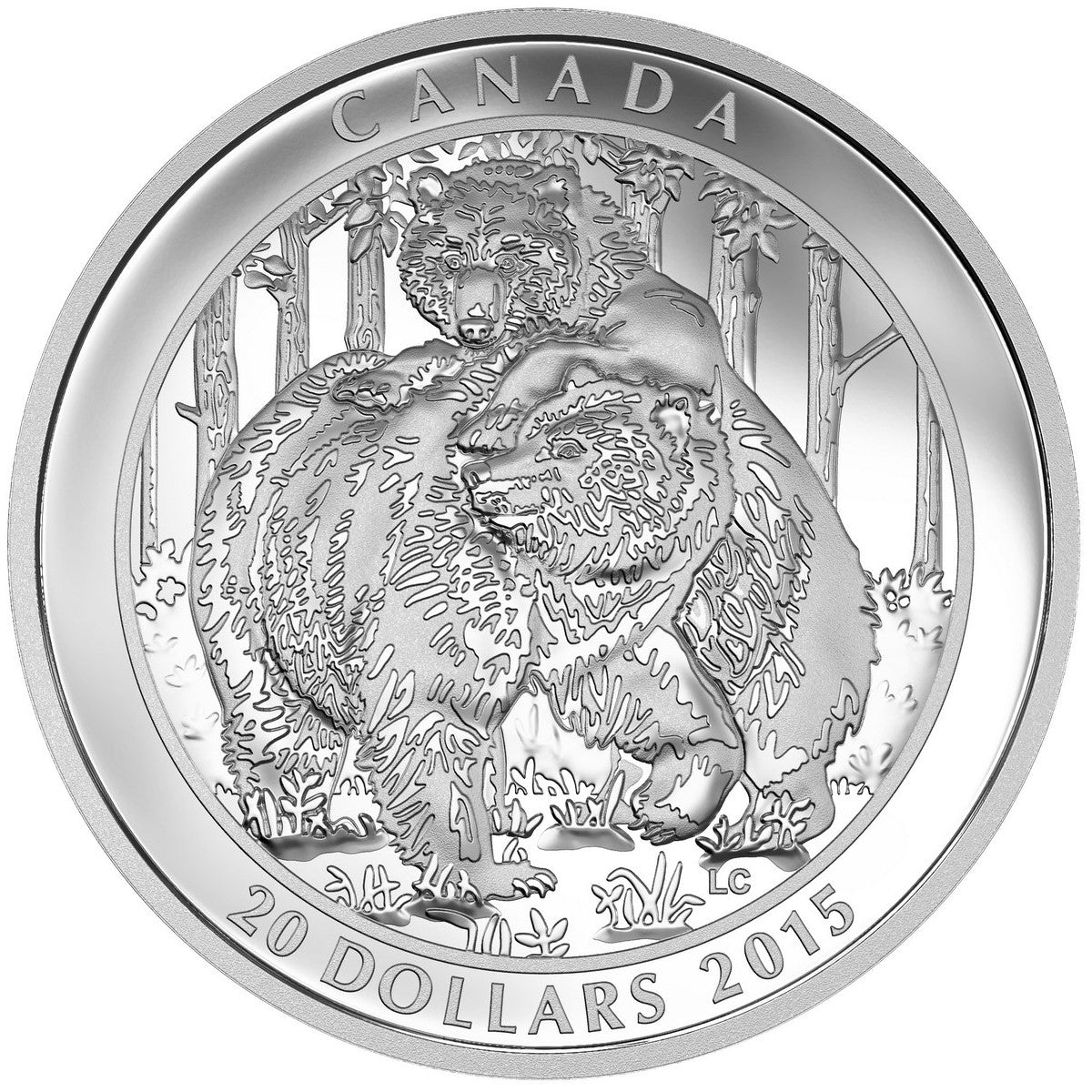 2015 Canada $20 Grizzly Bear - Togetherness Fine Silver (No Tax)
