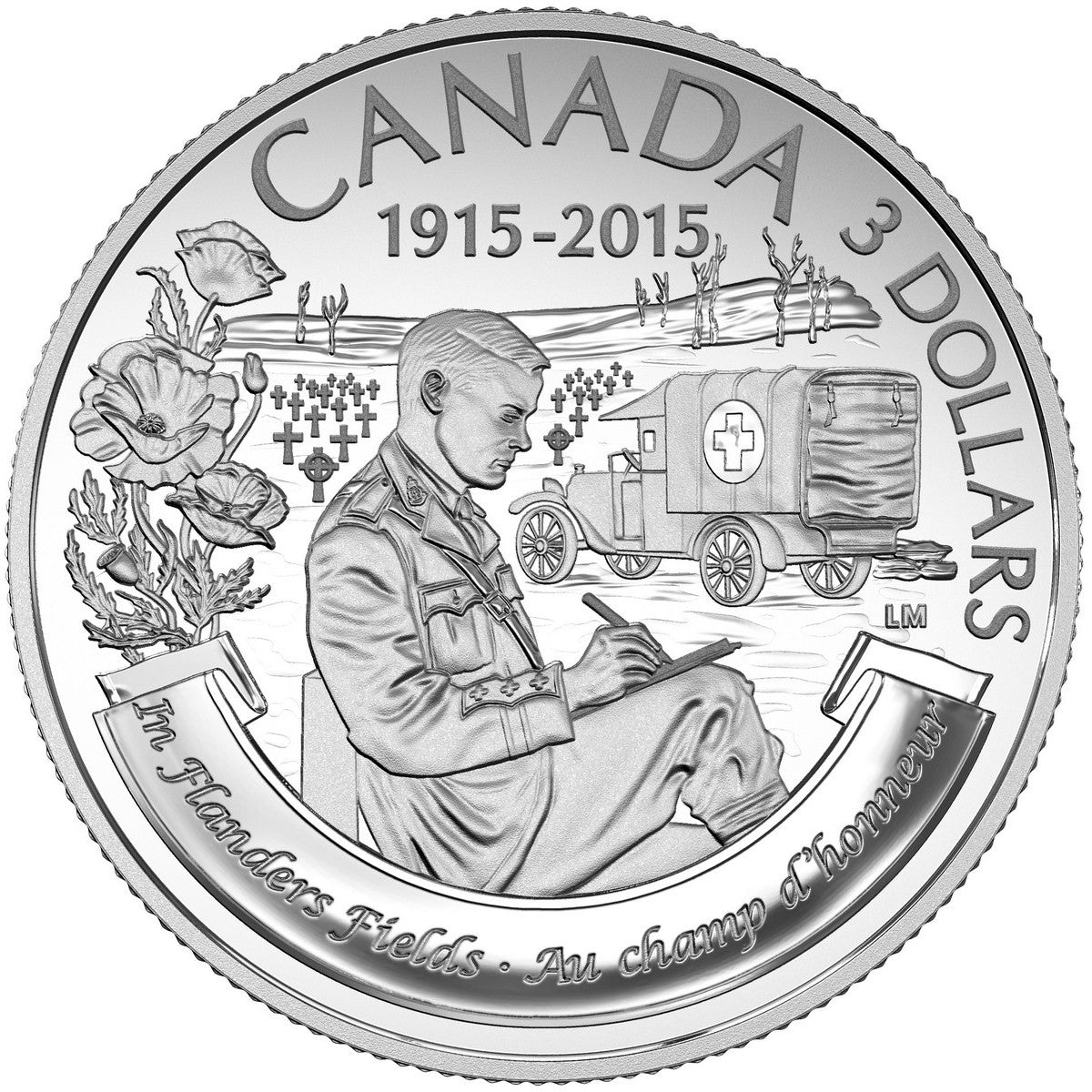 RDC 2015 Canada $3 100th Ann. of In Flanders Fields Silver (No Tax) impaired
