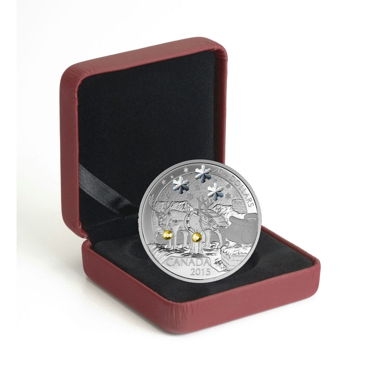 2015 Canada $20 Holiday Reindeer Fine Silver Coin