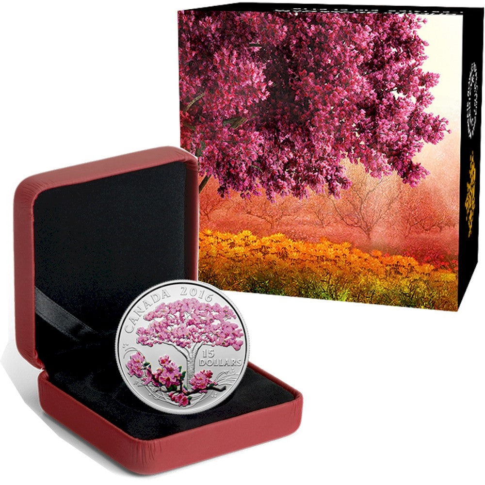 2016 Canada $15 Cherry Blossoms Fine Silver Coin (TAX Exempt)