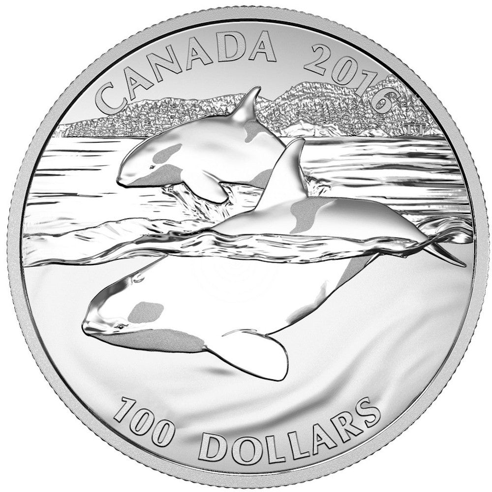 2016 Canada $100 Orca ($100 for $100) Fine Silver (TAX Exempt